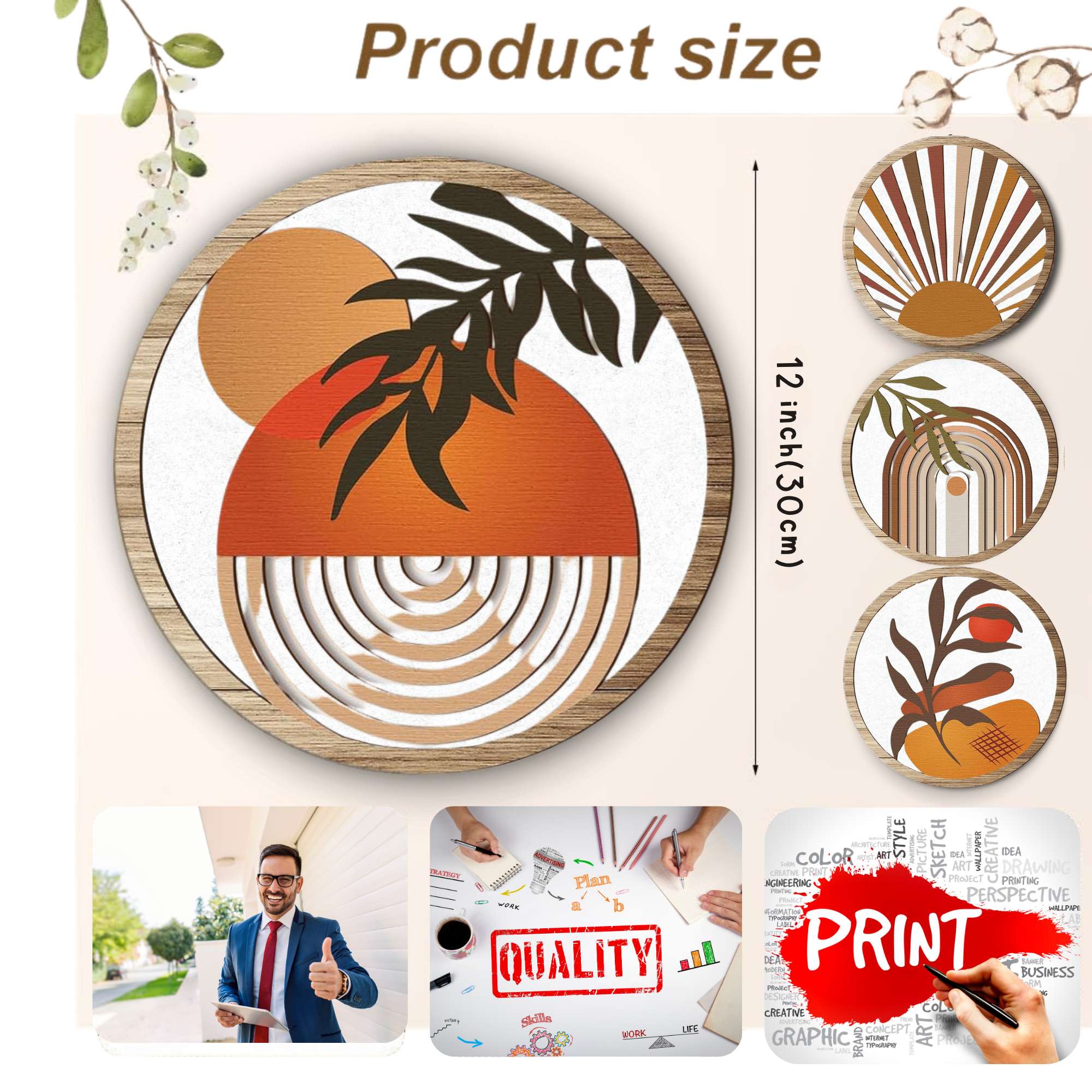 5 PCS Circle Wall Painting - Image 3